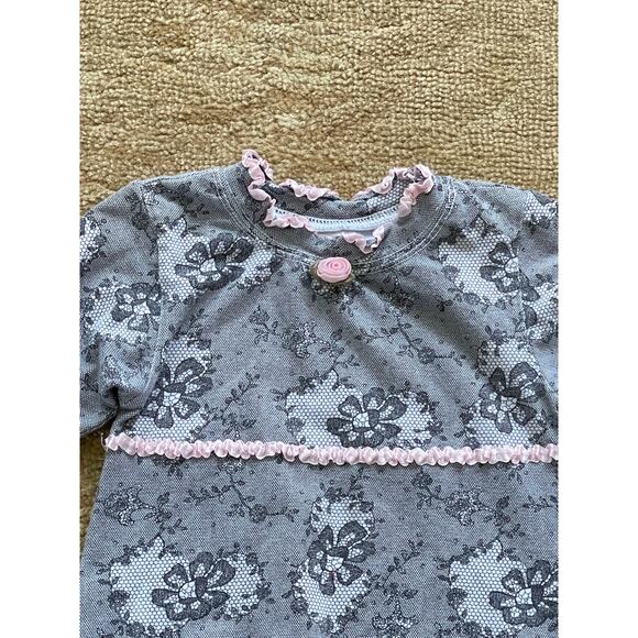 Grey Long Sleeve Little Girls Lace Dress Size 4T - Picture 4 of 6